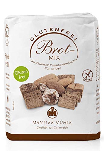 Mantler Brot Mix glutenfreie, lactosefreie Feinbackmischung für dunkle Brote mit Vollkorn-Charakter, 1kg von MANTLER-MÜHLE