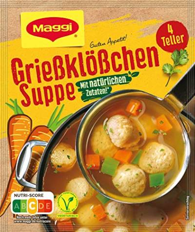 Maggi Guten Appetit, Grießklößchen Suppe, 50g Beutel, ergibt 4 Teller, 1er Pack (1 x 50g) von Maggi