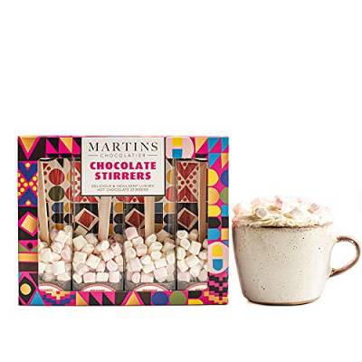 Martin's Chocolatier Rührstäbchen für heiße Schokolade (1 Box) Orangenmilchschokolade | heiße Schokoladenlöffel mit Marshmallows | aromatisiertes Schokoladengetränk | belgische Schokolade Geschenkset von Martins Chocolatier