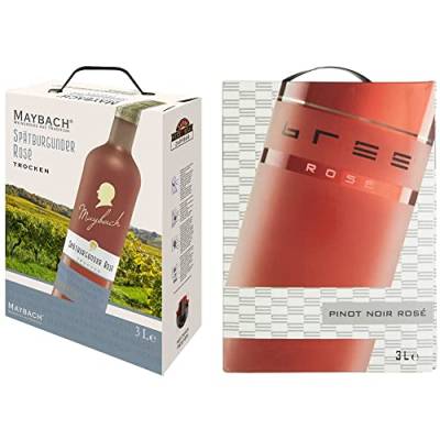 Maybach Spätburgunder Rosé NV trocken (1 x 3l) & Bree Pinot Noir Rosé Qualitätswein feinherb aus Deutschland, Bag-in-Box (1 x 3 l) von Maybach