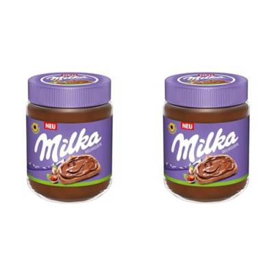 Milka Haselnusscreme 1 x 600g I Süßer Brotaufstrich I Schokoladen Creme mit Nuss I ohne Palmöl I Einzelpackung (Packung mit 2) von Milka