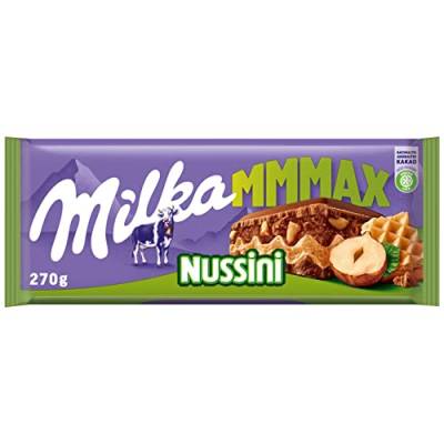 Milka Nussini 1 x 270g I Großtafel I Alpenmilch-Schokolade I mit Waffel, Haselnüssen und Haselnusscréme I Milka Nuss-Schokolade aus 100% Alpenmilch I Tafelschokolade von Milka