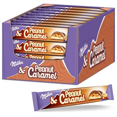 Milka Riegel Peanut Caramel 36 x 37g, Erdnuss Karamell Riegel einzeln verpackt von Milka