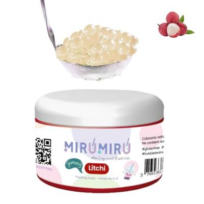 MiruMiru - Original Bubble Tea Poping Boba – Litschi – 140 g – ohne künstliche Farbstoffe, weniger Zucker, 100 % vegan und glutenfrei von MiruMiru
