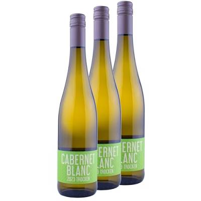 Nehrbaß - “Cabernet Blanc trocken” Weißwein trocken 3 x á 0,75 Liter - Qualitätswein - Vegan - Aus Deutschland (Rheinhessen) - Trockener Weiß-Wein neue, nachhaltige Rebsorte von Nehrbaß