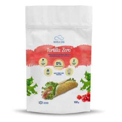 Nuvola Zero – Backmischung für Tortilla, 160 g x 4 Protein Tortillas, Kohlenhydratfrei, Glutenfrei, Laktosefrei, Zuckerfrei, Hefefrei, Hergestellt in Italien von Nuvolazero