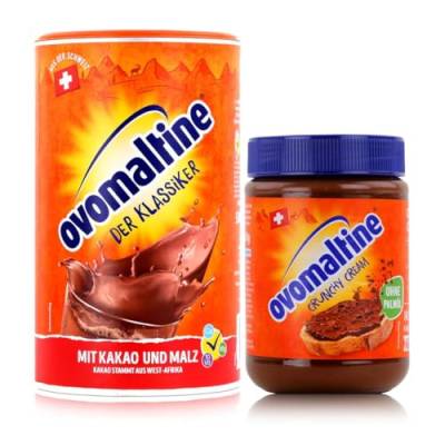 Ovomaltine Pulver Original 500g + Crunchy Creme Brotaufstrich ohne Palmöl 380g (Set) von Ovomaltine