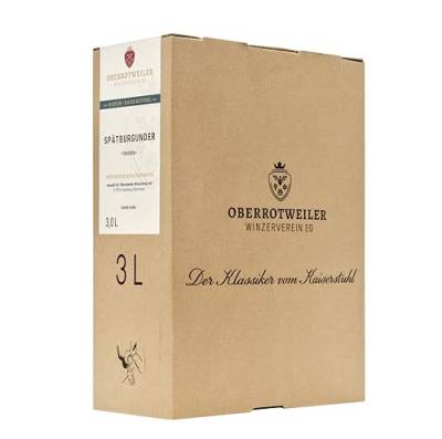 Oberrotweiler Wein-Box Spätburgunder 3 Liter QbA trocken - Rotwein trocken, ausdrucksstark und saftig im Geschmack - Badischer Wein, Anbaugebiet Baden, 1 x 3,0 l Bag-in-Box von Oberrotweiler Winzerverein eG