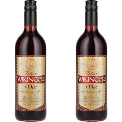 Wikinger | Roter Wikinger Met | 1 x 0,75L | Honigwein aus der historischen Ursprungsregion in Norddeutschland mit Kirschsaft | fruchtig aromatisch (Packung mit 2) von Original Wikinger Met