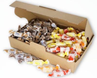 Deine Naschbox | Zuckerfreie Toffee Mix | 500g lose im Karton | XL Vorrat Packung - Frucht & Carribean Cream - ohne zusätzliche Umverpackung von PE ÄM