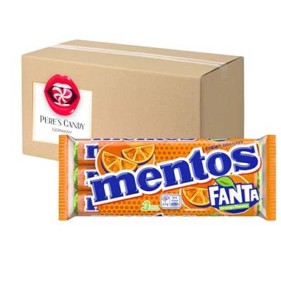 5 x (3 Rollen à 37,5g) Mentos Fanta Orange Kaubonbon Multipack Kaudragees mit Geschenk von Pere's Candy von PERE’S CANDY