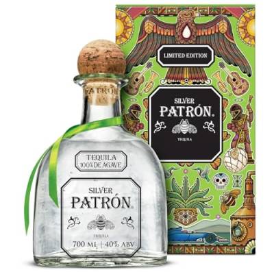 PATRÓN Silver Premium Tequila in einer Limited-Edition Mexican Heritage-Dose, hergestellt aus 100% blauer Weber-Agave, handgefertigt in Mexiko, 40% vol., 70cl / 700ml, Verpackung kann variieren von Patron