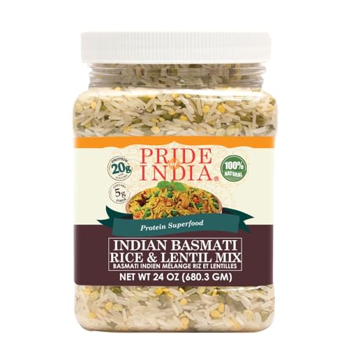 Pride Of India - Indian Weiß Basmati-Reis & Lentil Kitchari Mix - DUTCH weißer Basmati-Reis und Linsen-Kitchari-Mix Protein Supernahrungsmittel, 1,5 Pfund (680 g) Glas von Pride Of India