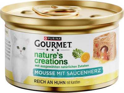 Purina Gourmet Nature's creations Mousse mit Saucenherz reich an Huhn mit Karotten von Purina