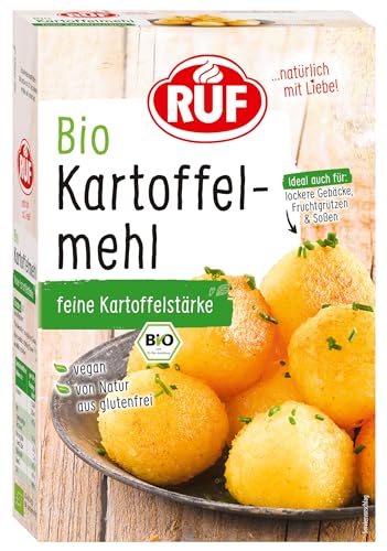 RUF Bio Kartoffelmehl, reine Kartoffelstärke zum Kochen & Backen, für Kartoffel-Klöße, Süßkartoffel-Pommes, Kartoffel-Brot, glutenfrei und vegan von RUF