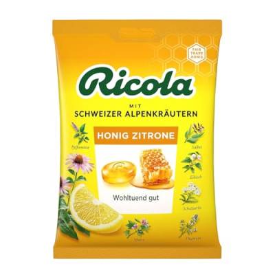 Ricola Honig Zitrone, Original Schweizer Kräuter-Bonbons mit 13 Schweizer Alpenkräutern, wohltuender Genuss, 1 x 75g von Ricola