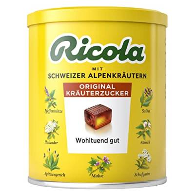 Ricola Schweizer Kräuterzucker-Bonbons, 250g Dose Original Schweizer Kräuter-Bonbons mit 13 Alpenkräutern & wohltuendem Menthol, 1 x 250g Dose, vegan von Ricola