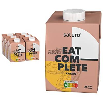 Saturo Trinkmahlzeit Kakao | Astronautennahrung Mit Protein & 500kcal | Vegane Trinknahrung Mit Wertvollen Nährstoffen, Schokolade | 6 x 500 ml von SATURO