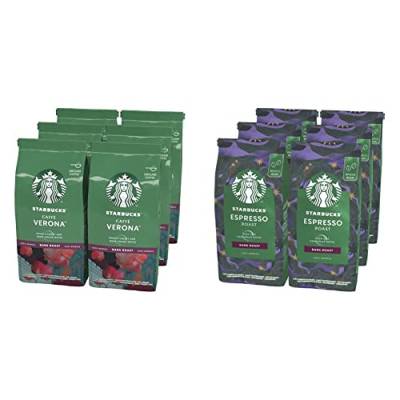 STARBUCKS Espresso Roast Ganze Kaffeebohnen, Dunkle Röstung (6 x 200g) & Caffe Verona Filterkaffee, Röstkaffee gemahlen, Dunkle Röstung (6 x 200g) von STARBUCKS