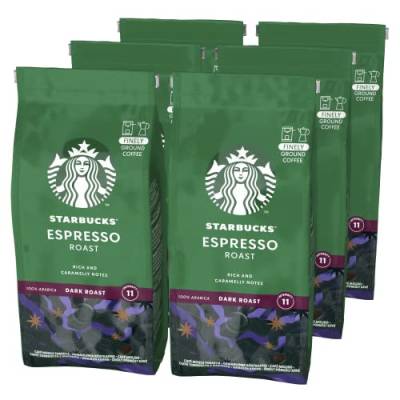 STARBUCKS Espresso Roast, Dunkle Röstung, Filterkaffee, 200 g (6er Pack) von STARBUCKS