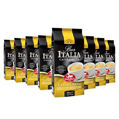 Saquella Caffe Saquella Espresso Bar Italia Extra Crema Bohnen, 8er Pack (8 x 1 kg) von Saquella