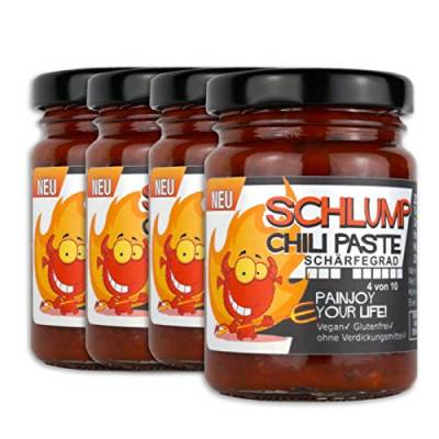 Schlump-Chili Original Habanero-Chili Paste mittelscharf mit Ingwer Viererpack (4 x 90g) von Schlump-Chili