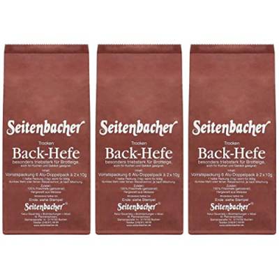 Seitenbacher Hefe Vorratspack I trocken I für Brot und Kuchen I aus Zuckerrüben I 3er Pack 6x20g (3 x 120 g)… von Seitenbacher