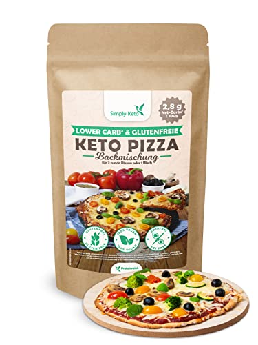 Simply Keto Lower Carb* & Keto Pizza Backmischung - Für 2x Pizza oder 1x Pizzablech - Nur 2,8g Kohlenhydrate pro 100g - Vegan Protein - Glutenfrei & Kalorienarm - 290g von Simply Keto