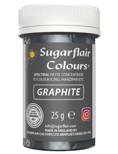 Sugarflair Lebensmittelfarbe Pasta Graphit, Pasta Lebensmittel Farbe für Fondant und Marzipan, Spectral Concentrated Paste Colours - 25g von Sugarflair Colours