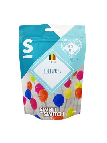 SWEET-SWITCH - 12 x 100 g - Lollipopland - Fruchtlutscher - 144 Lutscher - Süßigkeiten - Obst - Zuckerfrei - Glutenfrei - Fettfrei - KETO von Sweet-Switch