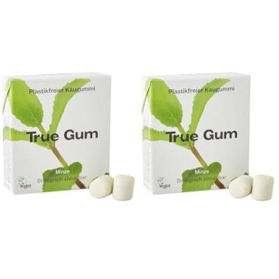 True Gum - Minze | Plastikfreier Kaugummi | Biologisch Abbaubar | Vegan | 21 g (Packung mit 2) von True Gum
