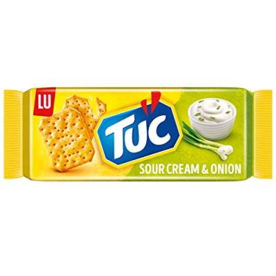 TUC Sour Cream & Onion 1 x 100g I Salzgebäck Einzelpackung I Knabbergebäck mit Sauerrahm-Zwiebel-Geschmack I Fein gesalzene Snack-Cracker von Tuc