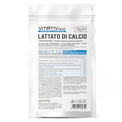 VITATIV Calcium-Lactat-Pulver, 70 g, ideal für die Sphärifizierung der molekularen Küche von VITATIV