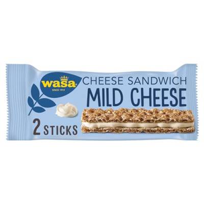 Wasa Sandwich Mild Cheese 24x30g | Sandwich-Knäckebrot-Snack aus Roggenvollkornmehl mit einer milden Käse-Füllung, je 2 Sticks, Perfekt für unterwegs von Wasa