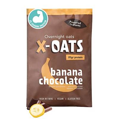 X-OATS® Frühstücksshake mit viel Protein und Ballaststoffen- 16x70gr Porridge shake| zuckerarm, Vegan & glutenfrei | schnell & einfach zubereitet | 1 Sorte – 16er-Pack [16x Banane/Schoko] von X-OATS