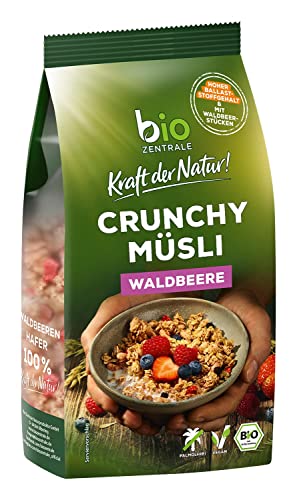 biozentrale Müsli Crunchy Waldbeere | 375 g Bio Müsli | Ideal fürs Frühstück und den Müslibecher 2 go | Alternative zum Müsliriegel von bioZentrale