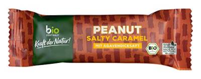 biozentrale Riegel Peanut Salty Caramel, 12 Stück 480 g, palmölfrei & ohne Aromenzusatz, über 50% geröstete Erdnüsse, Ballaststoffquelle, idealer Snack für unterwegs von bioZentrale