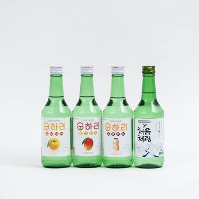 Soju - 4er Mix koreanischer Reiswein - original aus Korea - 12% Vol - 350ml - Verschiedene Geschmäcker -Yuzu, Mango, Yogurt, Original von dinese