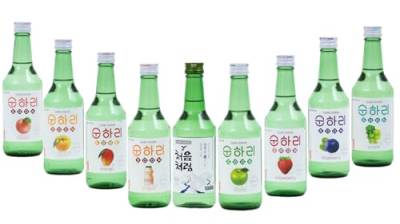 Soju -9er Mix koreanischer Reiswein - original aus Korea - 12% Vol - 350ml - Verschiedene Geschmäcker -Peach,Yuzu,Mango,Yogurt,Original,Apple,Strawberry,Blueberry,Grape von dinese