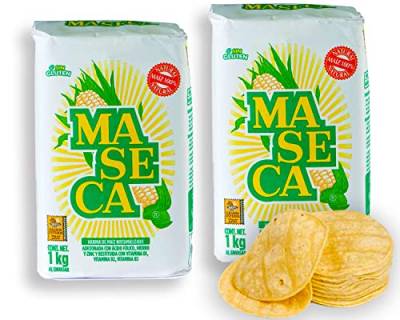 Maseca aus Mexiko Maismehl für Tortillas 1 kg (Pack von 2) Harina de Maiz, Masa Harina, Mehl glutenfrei von mexhaus