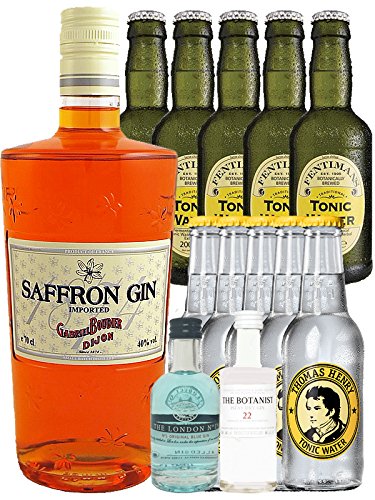 Boudier Saffron Gin 0,7 Liter + Thomas Henry Paket + Fentimans Paket + London Blue Miniatur 5 cl + Botanist 5 cl von ..................................