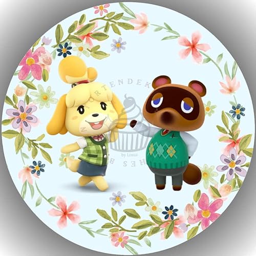 Fondant Tortenbild, Zuckerbild Essbares Foto für Torten, Tortenaufleger Ø 20cm - Animal Crossing Nr. 1 von Ich