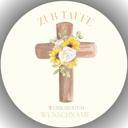 Fondant Tortenbild, Zuckerbild Essbares Foto für Torten, Tortenaufleger Ø 20cm - Taufe 3 von ....