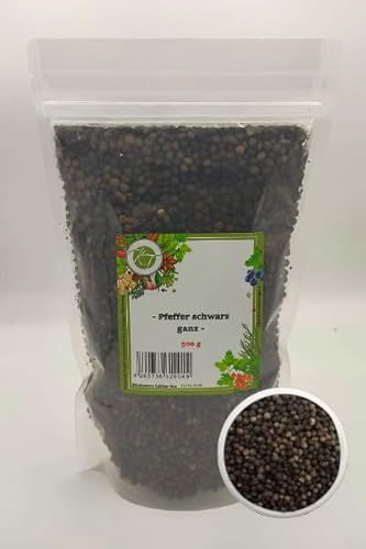 K T 500 g Pfeffer schwarz ganz Pfefferkörner - Perfekt für Mühle & Mörser von K T