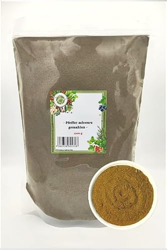 K T 1000 g / 1 Kg Pfeffer schwarz fein gemahlen - Pfeffer Pulver 1A Qualität von K T