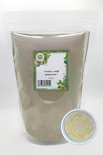 K T 1000 g / 1 Kg Pfeffer weiß gemahlen Pfeffer Pulver weiß - 1A Qualität von K T