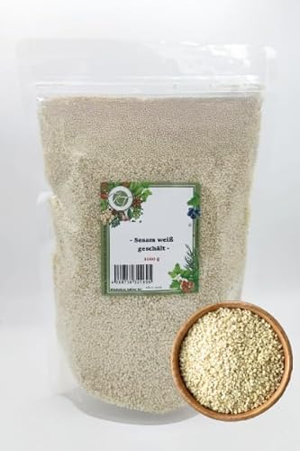 K T 1000 g / 1 Kg Sesam ganz Sesamsaat Sesamsamen weiß geschält - 1A Qualität von K T