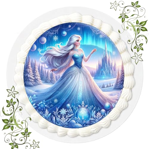 Für den Geburtstag ein Tortenbild, Zuckerbild mit Motiv, Essbares Foto für Torten, Tortenbild, Tortenaufleger Ø 20cm FONDANT Kompatibel mit Frozen die Eisköniging Nr. 30 von "