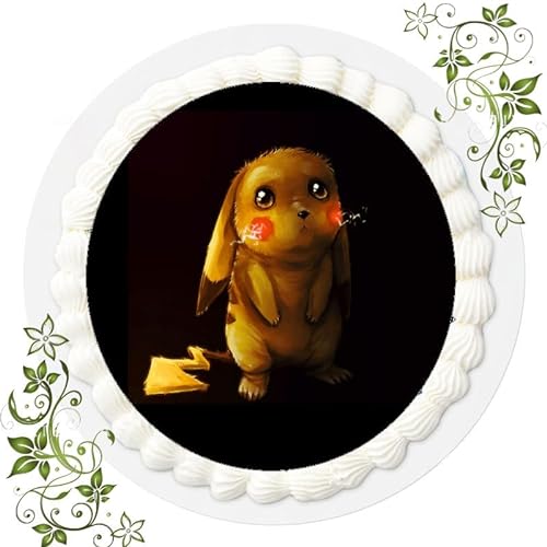 Für den Geburtstag ein Tortenbild, Zuckerbild mit dem Motiv: Pokemon Pikachu, Essbares Foto für Torten, Tortenbild, Tortenaufleger Ø 20cm FONDANT Pokemon Pikachu Nr. 3 von "