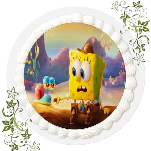 Für den Geburtstag ein Tortenbild, Zuckerbild mit dem Motiv: Spongebob, Essbares Foto für Torten, Tortenbild, Tortenaufleger Ø 20cm FONDANT Spongebob Nr. 10 von "